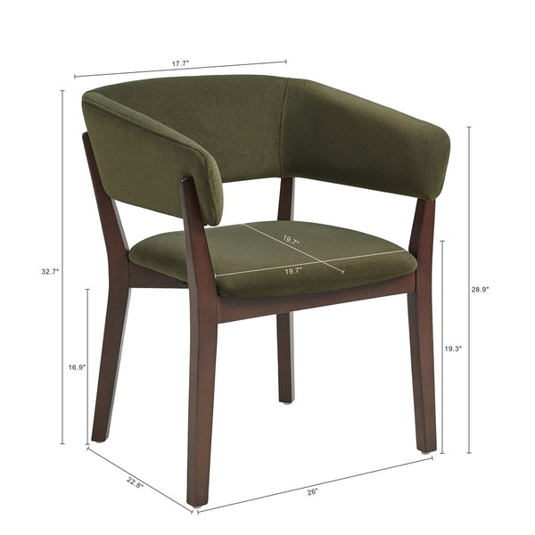 Manhattan Comfort Blake Faux Mohair Dining Armchair With Beech Wood Legs - Sculptural Elegance & Refined Comfort Green Beech Wood Dc102ar-gr