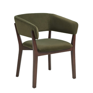 Manhattan Comfort Blake Faux Mohair Dining Armchair With Beech Wood Legs - Sculptural Elegance & Refined Comfort Green Beech Wood Dc102ar-gr