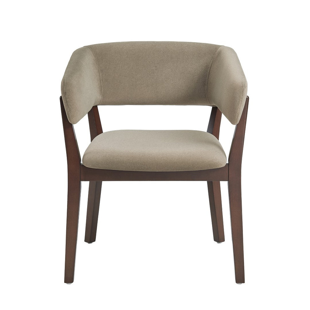 Manhattan Comfort Blake Faux Mohair Dining Armchair With Beech Wood Legs - Sculptural Elegance & Refined Comfort Linen Beech Wood Dc102ar-ln