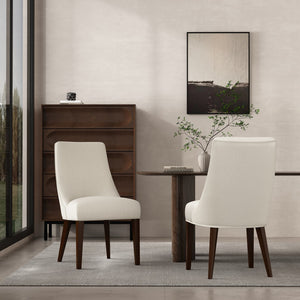 Manhattan Comfort Beever Chenille Dining Chair Set With Elegant Rubberwood Legs For Stylish Comfort And Support Cream Rubberwood Dc103-cr