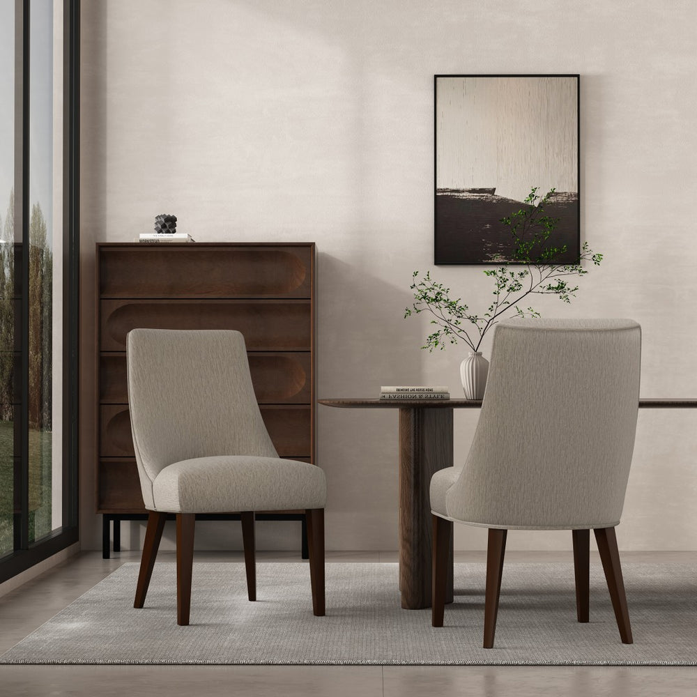 Manhattan Comfort Beever Chenille Dining Chair Set With Elegant Rubberwood Legs For Stylish Comfort And Support Taupe Rubberwood Dc103-tp