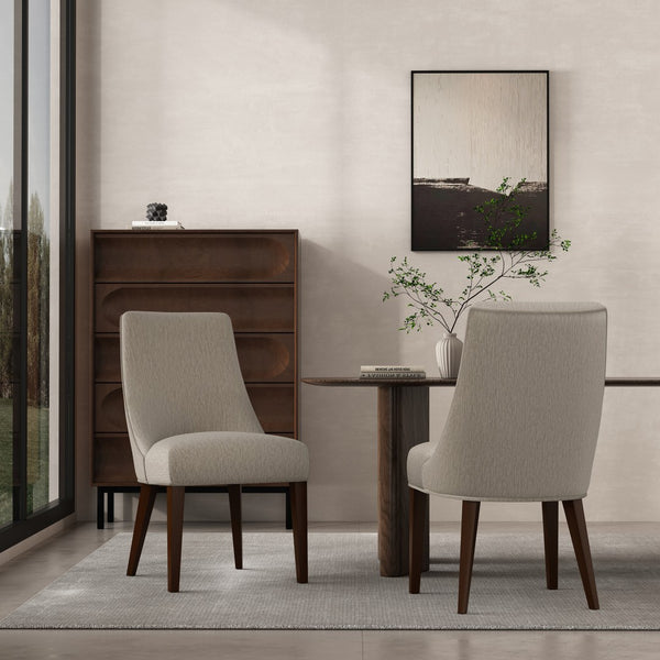 Manhattan Comfort Beever Chenille Dining Chair Set With Elegant Rubberwood Legs For Stylish Comfort And Support Taupe Rubberwood Dc103-tp