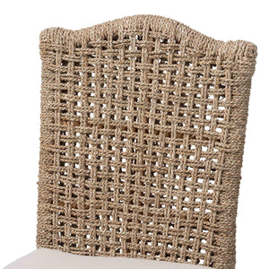 Bali & Pari Nitya Handwoven Rattan Seagrass Camelback Dining Chairs Bohemian Set