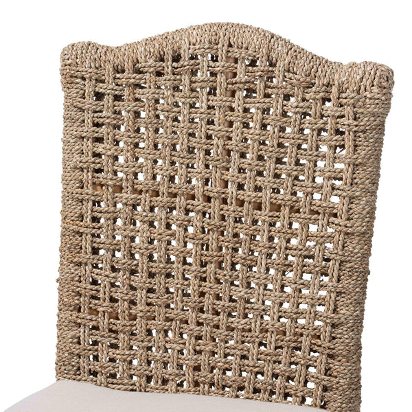 Bali & Pari Nitya Handwoven Rattan Seagrass Camelback Dining Chairs Bohemian Set