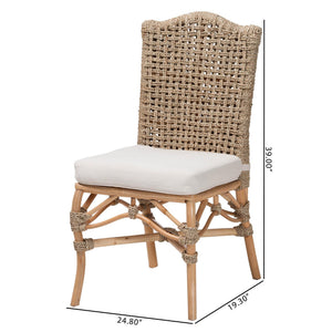 Bali & Pari Nitya Handwoven Rattan Seagrass Camelback Dining Chairs Bohemian Set