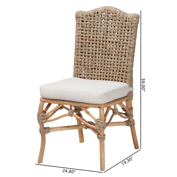 Bali & Pari Nitya Handwoven Rattan Seagrass Camelback Dining Chairs Bohemian Set