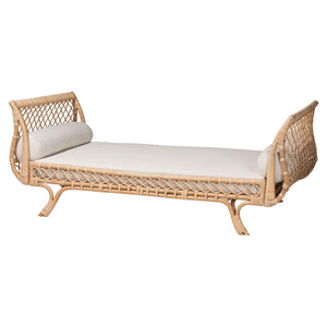 Baxton Studio Bali & Pari Philana Handcrafted Rattan Daybed with Plush Cushions for Boho Lounging DC1913-Natural-Boxed-Daybed