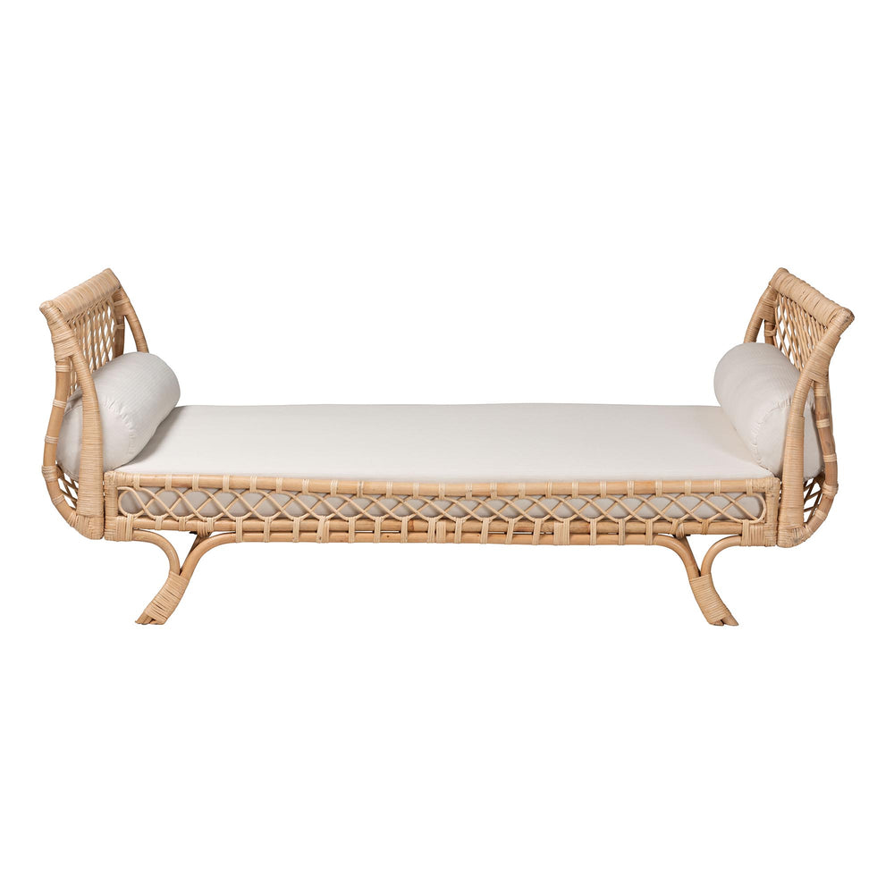 Baxton Studio Bali & Pari Philana Handcrafted Rattan Daybed with Plush Cushions for Boho Lounging DC1913-Natural-Boxed-Daybed