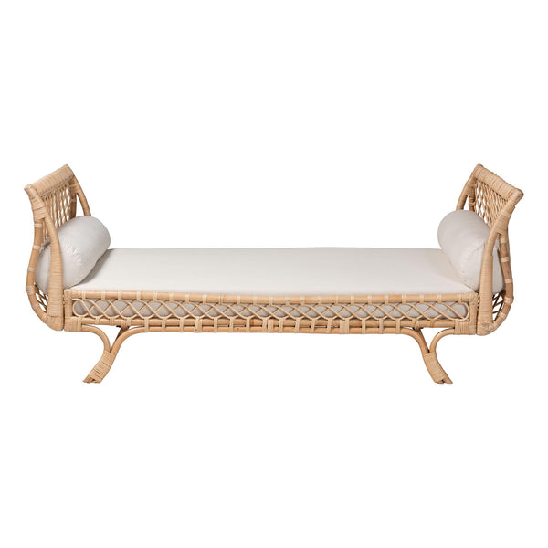 Bali & Pari Philana Handcrafted Rattan Daybed with Plush Cushions for Boho Lounging