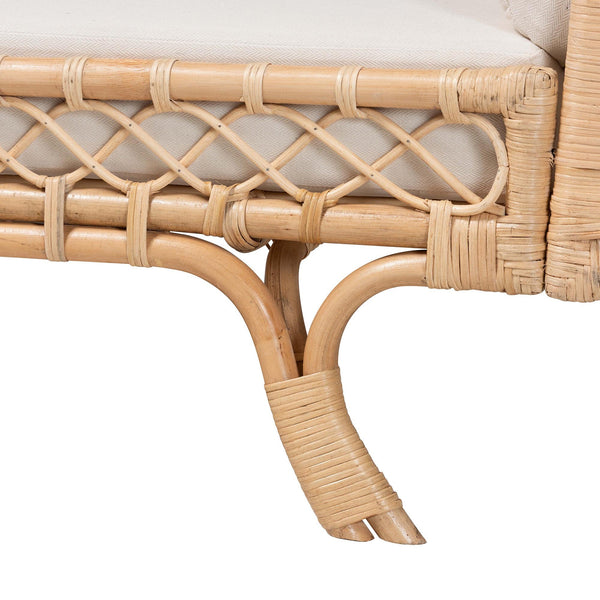 Bali & Pari Philana Handcrafted Rattan Daybed with Plush Cushions for Boho Lounging