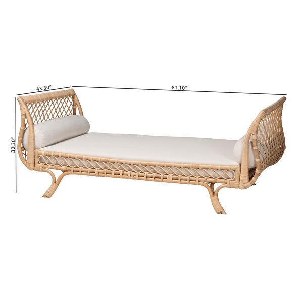 Bali & Pari Philana Handcrafted Rattan Daybed with Plush Cushions for Boho Lounging