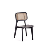 Manhattan Comfort Versailles Industry Chic Dining Chair - Set of 2 Black and Natural Cane DCCA01-BK