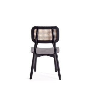 Manhattan Comfort Versailles Industry Chic Dining Chair - Set of 2 Black and Natural Cane DCCA01-BK