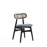 Colbert Dining Chair in Black and Cane with Grey Upholstered Seating - Set of 2 DCCA02-GY Manhattan Comfort