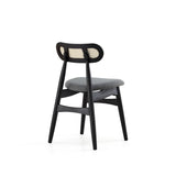 Colbert Dining Chair in Black and Cane with Grey Upholstered Seating - Set of 2 DCCA02-GY Manhattan Comfort