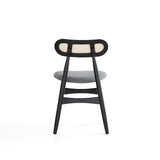 Colbert Dining Chair in Black and Cane with Grey Upholstered Seating - Set of 2 DCCA02-GY Manhattan Comfort