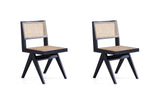 Manhattan Comfort Hamlet Industry Chic Dining Chair - Set of 2 Black and Natural Cane DCCA03-BK