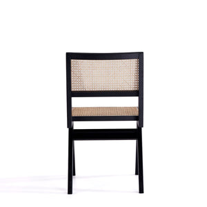 Manhattan Comfort Hamlet Industry Chic Dining Chair - Set of 2 Black and Natural Cane DCCA03-BK