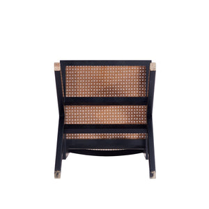 Manhattan Comfort Hamlet Industry Chic Dining Chair - Set of 2 Black and Natural Cane DCCA03-BK