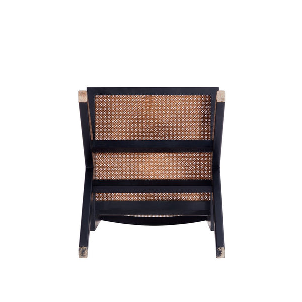 Manhattan Comfort Hamlet Industry Chic Dining Chair - Set of 2 Black and Natural Cane DCCA03-BK