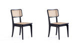 Manhattan Comfort Giverny Industry Chic Dining Chair - Set of 2 Black and Natural Cane DCCA04-BK