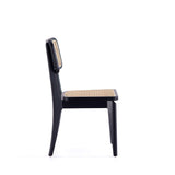 Manhattan Comfort Giverny Industry Chic Dining Chair - Set of 2 Black and Natural Cane DCCA04-BK