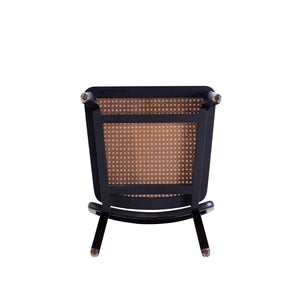 Manhattan Comfort Giverny Industry Chic Dining Chair - Set of 2 Black and Natural Cane DCCA04-BK