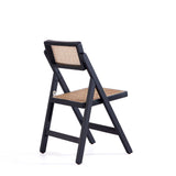 Manhattan Comfort Pullman Industry Chic Dining Folding Chair - Set of 2 Black and Natural Cane DCCA08-BK
