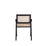 Manhattan Comfort Hamlet Industry Chic Dining Arm Chair Black and Natural Cane DCCA09-BK