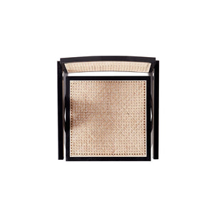 Manhattan Comfort Hamlet Industry Chic Dining Arm Chair Black and Natural Cane DCCA09-BK