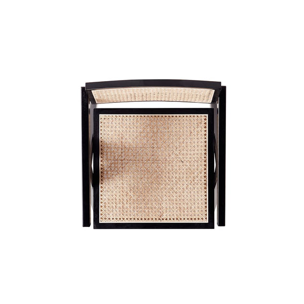 Manhattan Comfort Hamlet Industry Chic Dining Arm Chair Black and Natural Cane DCCA09-BK