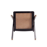 Manhattan Comfort Hamlet Industry Chic Dining Arm Chair Black and Natural Cane DCCA09-BK