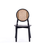 Manhattan Comfort Versailles Industry Chic Dining Chair - Set of 2 Black and Natural Cane DCCA11-BK