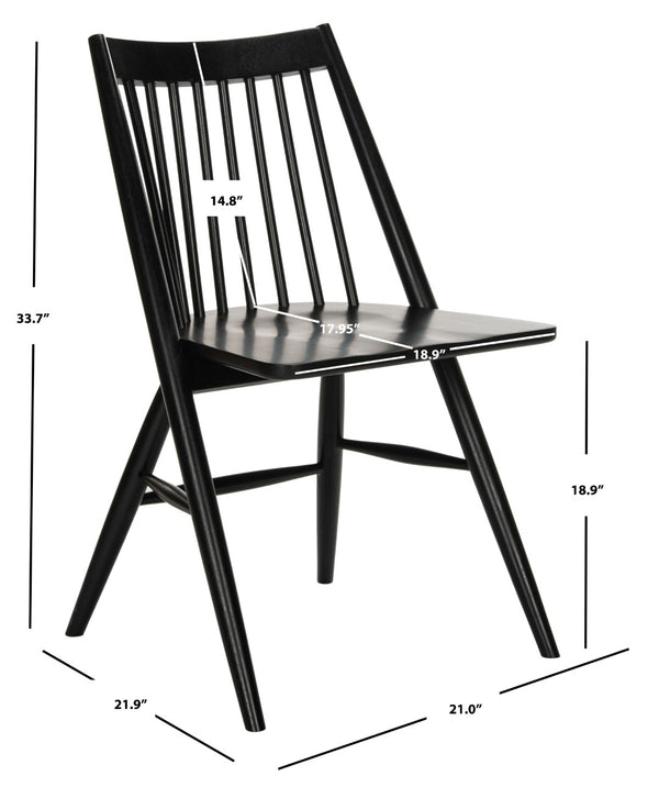 Safavieh WREN Dining Chair - Classic Spindle-Back Design, Durable Rubberwood, Sleek Finish, Set of Two Black DCH1000A-SET2