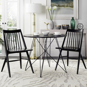 Safavieh WREN Dining Chair - Classic Spindle-Back Design, Durable Rubberwood, Sleek Finish, Set of Two Black DCH1000A-SET2