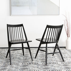 Safavieh WREN Dining Chair - Classic Spindle-Back Design, Durable Rubberwood, Sleek Finish, Set of Two Black DCH1000A-SET2