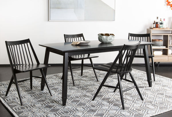 Safavieh WREN Dining Chair - Classic Spindle-Back Design, Durable Rubberwood, Sleek Finish, Set of Two Black DCH1000A-SET2