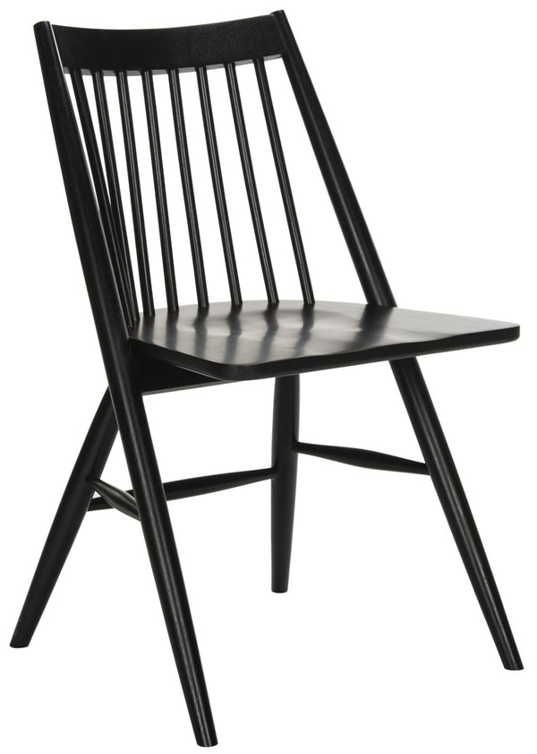 Safavieh WREN Dining Chair - Classic Spindle-Back Design, Durable Rubberwood, Sleek Finish, Set of Two Black DCH1000A-SET2