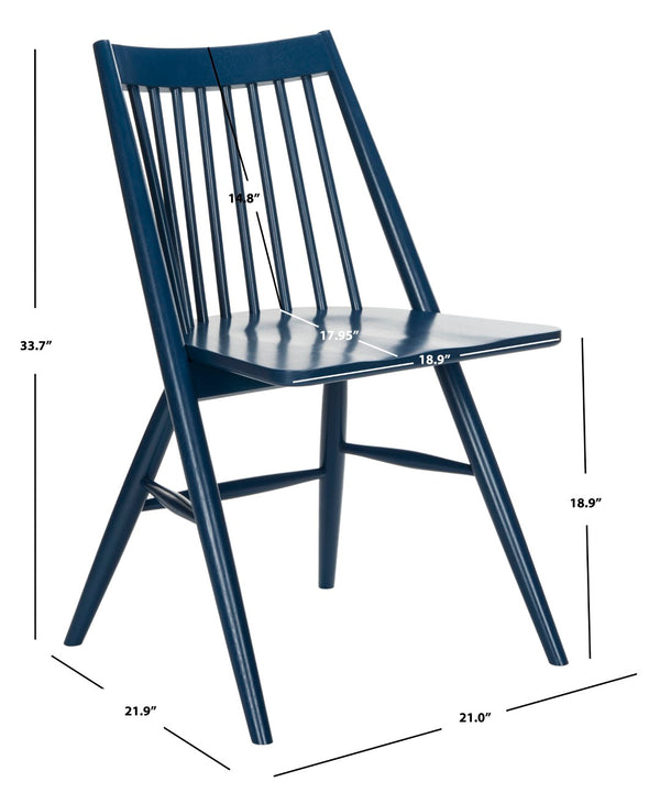 Safavieh WREN Dining Chair - Classic Spindle-Back Design, Durable Rubberwood, Sleek Finish, Set of Two Navy DCH1000E-SET2
