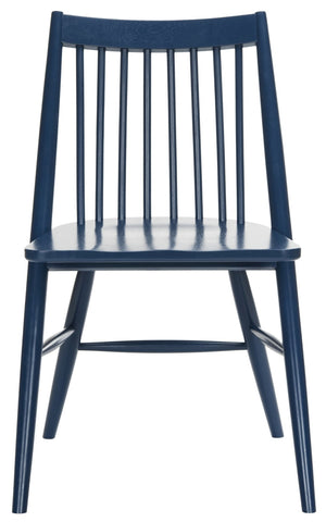 Safavieh WREN Dining Chair - Classic Spindle-Back Design, Durable Rubberwood, Sleek Finish, Set of Two Navy DCH1000E-SET2