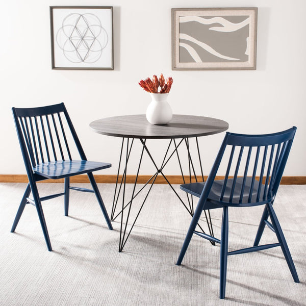 Safavieh WREN Dining Chair - Classic Spindle-Back Design, Durable Rubberwood, Sleek Finish, Set of Two Navy DCH1000E-SET2