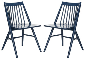 Safavieh WREN Dining Chair - Classic Spindle-Back Design, Durable Rubberwood, Sleek Finish, Set of Two Navy DCH1000E-SET2