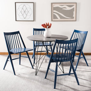 Safavieh WREN Dining Chair - Classic Spindle-Back Design, Durable Rubberwood, Sleek Finish, Set of Two Navy DCH1000E-SET2