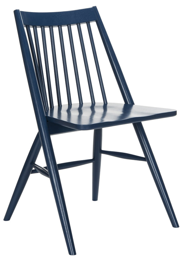 Safavieh WREN Dining Chair - Classic Spindle-Back Design, Durable Rubberwood, Sleek Finish, Set of Two Navy DCH1000E-SET2