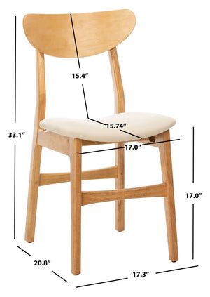 Safavieh LUCCA Retro Dining Chair - Vintage Chic Design with Plush Cushion for Stylish Dining & Comfort Natural / White DCH1001C-SET2