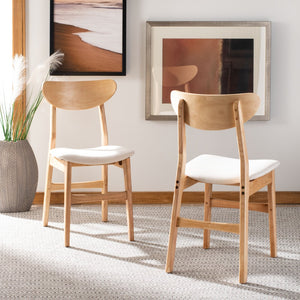 Safavieh LUCCA Retro Dining Chair - Vintage Chic Design with Plush Cushion for Stylish Dining & Comfort Natural / White DCH1001C-SET2