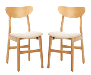 Safavieh LUCCA Retro Dining Chair - Vintage Chic Design with Plush Cushion for Stylish Dining & Comfort Natural / White DCH1001C-SET2