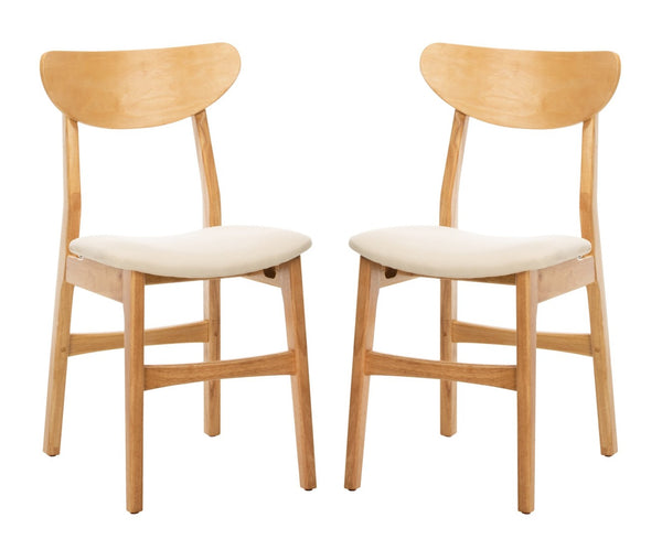 Safavieh LUCCA Retro Dining Chair - Vintage Chic Design with Plush Cushion for Stylish Dining & Comfort Natural / White DCH1001C-SET2