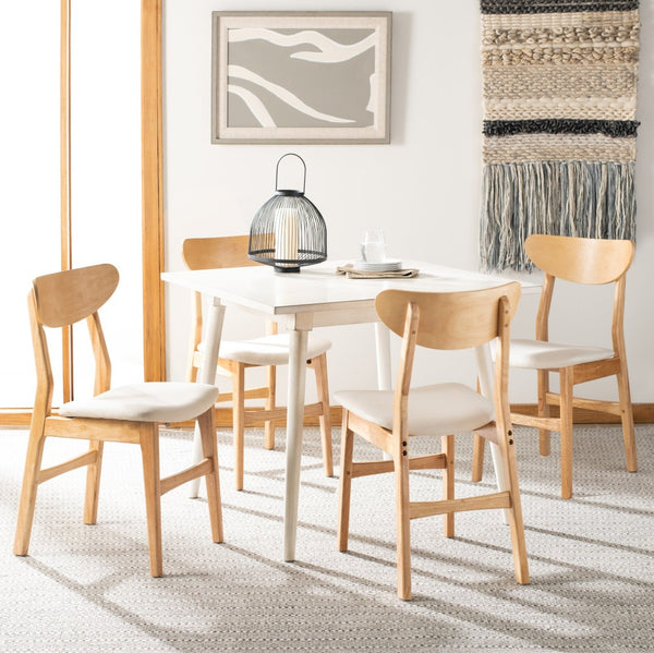 Safavieh LUCCA Retro Dining Chair - Vintage Chic Design with Plush Cushion for Stylish Dining & Comfort Natural / White DCH1001C-SET2
