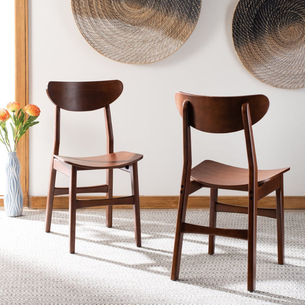 Safavieh LUCCA Retro Dining Chair - Vintage-Inspired Comfort with Mid-Century Design for Any Space Walnut DCH1001D-SET2